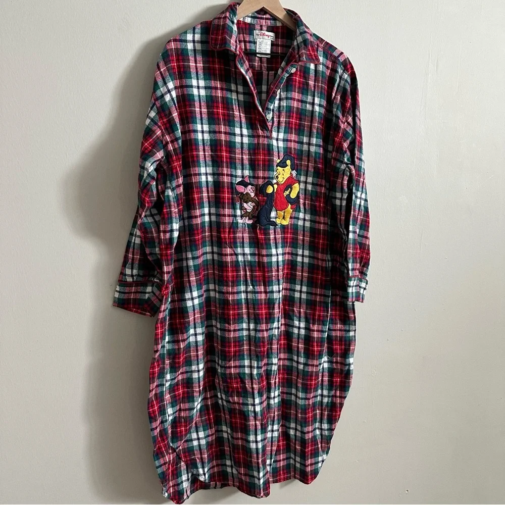 Disney Red Green Plaid Winnie the Pooh Nightshirt - Picture 2 of 10